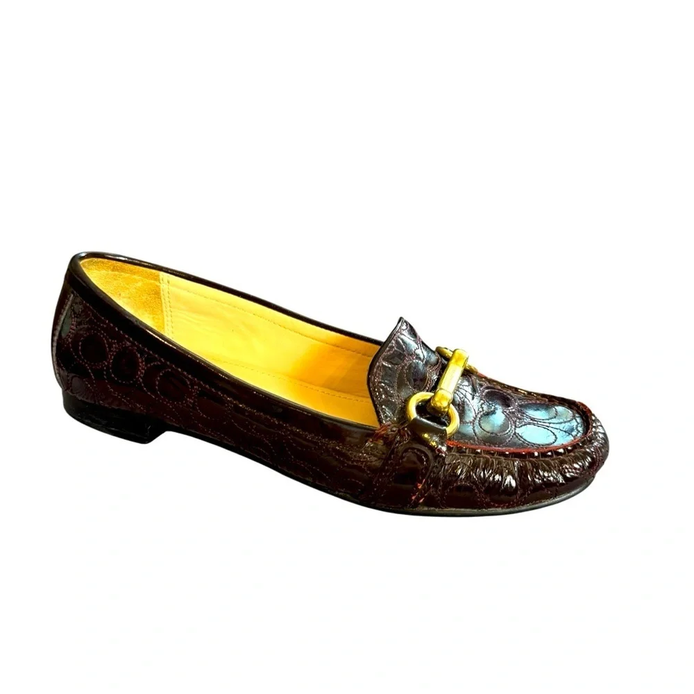 Coach Eve Brown Leather Loafers with Gold Hardware 6 1/2 B
